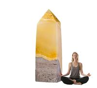 Yellow Crystal - Natural Citrine Crystal | Natural Wand Gemstones Faceted Prism Reiki Home Decoration for Witch Craft & Offices
