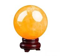 Yellow Crystal Sphere Ball Gemstone with Stand Tabletop Sculpture Ornaments Implication Wealth and Success,150mm