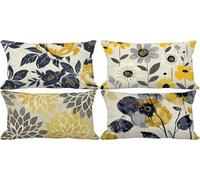 Yellow Cushion Covers 30 x 50 Flower Outdoor Cushions Soft Set of 4 Rectangle Decorative Pillows with Smooth Invisible Zip for Livingroom Summer Outdoor Patio Garden Bench Home Decor Gifts 3x-99