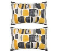Yellow Cushion Covers 40 x 60 cm, Outdoor Cushions Waterproof Garden Cushions, Gray Cushions Double-Sided Pattern Set of 2 Rectangle Cushion Covers, Decorative Pillows For Patio Garden Couch Decor J5