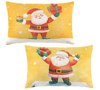 Yellow Cushion Covers 40x60 cm Santa Claus Cushions 40 x 60 Pillow Cases Set of 2 Decorative Pillows Invisible Zipper,Velvet Breathable,Durable Fade-Resistant,Autumn Decor Living Room Sofa LE-166