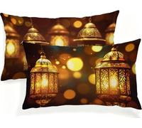 Yellow Cushion Covers 45cm x 30cm Pack of 2 Rectangular Waterproof Linen Outdoor Cushions Lantern Decorative Throw Pillow Cases for Bedroom Sofa Garden Patio Home Décor Large Cushions 18x12in JK-129