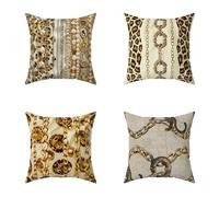 Yellow Cushion Covers 45X45CM Set of 4 Outdoor Waterproof Cushions Leopard Decorative Soft Square Cases with Invisible Zipper for Sofa Bed Garden Bedroom Outdoor Home Wall Decor GiftsAutumnF-9KM61