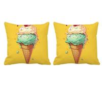 Yellow Cushion Covers 50x50cm Outdoor Cushions Waterproof Linen Square Throw Pillow Covers with Invisible Zipper Decorative Pillows for Bed Patio Bench Garden Autumn Decorations,Set of 2 Mustard -T830