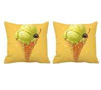 Yellow Cushion Covers 50x50cm Outdoor Cushions Waterproof Velvet Square Throw Pillow Covers with Invisible Zipper Decorative Pillows for Patio Bench Garden Autumn Decorations,Set of 2 Mustard -T860