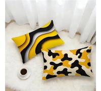 Yellow Cushion Covers 50x70 Set of 2, Simple Rectangle Pillow Cases with Hidden Zipper, Waterproof Linen Pillow Case 70x50cm, Double Sided Printing, Pillowcases for Bed Sofa Outdoor Decor Y-5882