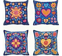 Yellow Cushion Covers 80 x 80 Love Pillow Cases Linen Sofa Cushions Square Pillows 4 Pack Outdoor Garden Cushion With Invisible Zipper Pillow Protectors, for Living Bedroom Autumn Decorative E - 583