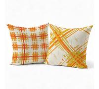 Yellow Cushion Covers Breathable linen Decorative Pillow Cases Stripe Cushion Covers 24x24in Set of 2, Modern Home Decor Sofa Cushions with Invisible Zipper for Outdoor Garden Spring Decor P-J-3092