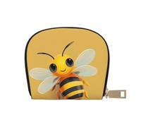 Yellow Cute Animal Bee Print Coin Purse PU Leather Portable Coin Purse with 12 Card Slots Mini Change Wallet for Women and Thoughtful Gifting