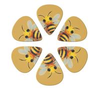 Yellow Cute Animal Bee Printed Guitar Picks -6 Pcs Guitar Picks Plectrum,Guitar Accessories,Electric Guitar Pick, Bass & Ukulele 0.71mm