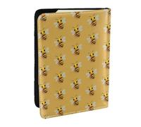 Yellow Cute Animal Bee Printed Passport Holder - 6.5 x 4.5 Inch RFID Blocking Travel Wallet,Stylish Passport Cover,Lightweight Document Organizer for Cards