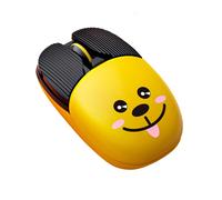 (Yellow) Cute Cartoon Mouse Dual Mode Bluetooth 3.0/5.2 2.4G Wireless Adjustable 1000-1600DPI Rechargeable Mute Button Mice