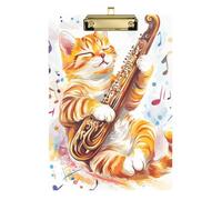 Yellow Cute Cat Music A4 Speech Pathology clipboard Transparent for Homework Pediatric Gold 9 x 12 in