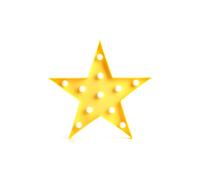 (Yellow) Cute LED Five-Pointed Star Night Light for Baby Kids Bedroom Home Decor
