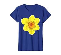 Yellow Daffodil Flower T-Shirt T-Shirt, Women, Royal Blue, Medium