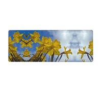 Yellow Daffodil Printed Desktop Mouse pad Large Size Rubber Keyboard pad Suitable for Office and Home 31.5 inches x 12 inches