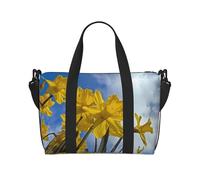 Yellow Daffodil Printed Travel Bag Large Gym Tote, Weekend & Business Trip Crossbody Shoulder Bag, Lightweight