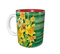 Yellow Daffodils Flowers Coffee Mugs 11 OZ Ceramics Mug for Office and Home Water Tea Mug Cup Inside Red