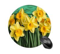 Yellow Daffodils Flowers Mouse Pad Round Computer Mousepad Cute Mouse Pads with Non-Slip Rubber Base Mouse Mat for Laptop Gaming Office Home