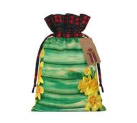 Yellow Daffodils Flowers Print Personalized Christmas Drawstring Gift Bags,Packaging And Storage Bags,Snack Bags