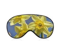 Yellow Daffodils Flowers Sleep Mask Light Blocking Eye Cover Polyester Eye Mask with Elastic Strap Blindfold for Side Sleeper Sleeping Masks Face Hugging for Women Men Travel