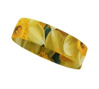Yellow Daffodils Flowers Sweatbands Wicking and Moisture-Wicking Function Running Headband Cotton Polyester Fiber Sweat Band for Tennis Basketball Running Gym Working Out