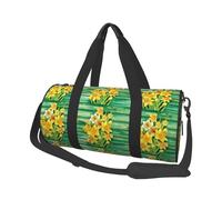 Yellow Daffodils Flowers Travel Duffel Bag for Women Men,Print Polyester Tote Round Luggage Bag with Shoulder Strap