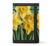 Yellow Daffodils Flowers Trifold Wallet Polyester Casual Wallets Portable Stylish Coin Purse for Men And Women