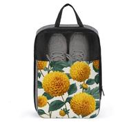 Yellow Dahlia Flower Shoe Bag for Travel Daily Use Anti-dust Storage Carrier Golf Shoe Pouch