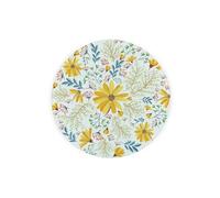 Yellow Daisies Round Glass Trivet - Pretty Floral Décor Kitchen Gift Small Textured Chopping Board/Worktop Protector 20cm x 20cm (8" x 8")