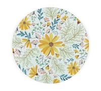 Yellow Daisies Round Glass Worktop Saver - Pretty Floral Kitchen Gifts - Textured Chopping Board/Protector Non-Slip Feet 30cm x 30cm (12" x 12")