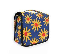 Yellow Daisies Royal Bluoiletry Bags for Traveling Women with Hanging Hook Cute Hanging Toiletry Bag Bathroom