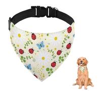 Yellow Daisy and Ladybug Dog Bandana With Adjustable Strap D Ring Dog Scarf Pet Bibs Triangle Cat Scarf Pet Accessories for Dogs Puppy Dogs Cats Decor Machine Washable