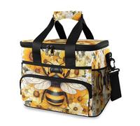Yellow Daisy Bee Bumblebees Cooler Bag Thermal Insulated Picnic Lunch Bag Box Large Cool Bag for Beach Picnic Camping Travel Men Women