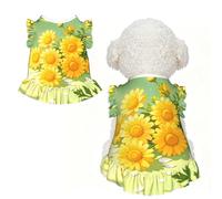 Yellow Daisy Pattern M Pet Apparel for Small Dogs-Cute Summer Outfit for Puppy, Soft Breathable Pet Clothes for Cat