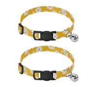 Yellow Daisy Small Dog Collar Release Buckle Dog Collar For Girls And Boys 2 Packs