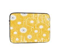 Yellow Dandelion Floral Shockproof Laptop Sleeve 13 Inch, Oxford Fabric Case With Foam Padding, Lightweight Protective Cover For Pad Notebook, Business School Travel Use
