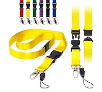 Yellow Detachable 2cm Flat Lanyards With Buckle, Safety Breakaway Pull, Metal Clip, and Loop String ID Badge Holders Lanyard Neck Strap By LanyardsTomorrow Pack of 100