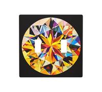 Yellow Diamond Double Gang Toggle Light Cover Wall Plate Switch Decor Standard Size - 11.4x11.4cm