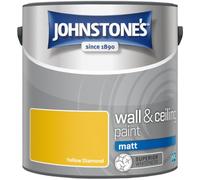 Yellow Diamond Johnstone’s Wall & Ceiling Matt Paint 2.5L - Smooth Matt Finish, Excellent Coverage, Quick Dry, Low Odour Interior Paint for Walls & Ceilings