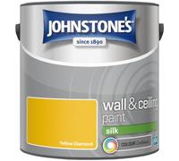 Yellow Diamond Johnstone’s Wall & Ceiling Silk Paint 2.5L - Smooth Silk Finish, Excellent Coverage, Quick Dry, Low Odour Interior Paint for Walls & Ceilings
