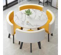 Yellow Dining Table Set with 4 Chairs Space-Saving Design Sturdy Structure Perfect for Office Meetings Kitchen Living Room and Dining Room.