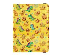 Yellow Dinosaur and Cookie Pattern Family Travel Leather Passport Holder Waterproof Travel Wallet for Family Trip Essentials