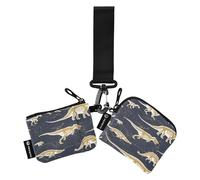 Yellow Dinosaur Double Wallet, Credit Card Case, Fashion Coin Compartment with Zip, Coin Pocket for Women and Men, 2 Pieces, Multi-Colour, 10.5 x 9 cm (L x W), Multi-Colour., 4.13"(L) x 3.5"(W),