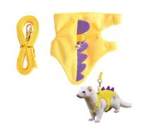 Yellow Dinosaur Hedgehog Leash and Harness Ferret Harness and Leash Set Hedgehog Accessories Adjustable Hamster Clothes Guinea Pig Outfits for Training Playing