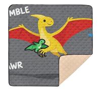 Yellow Dinosaur Large Non-Slip Baby Activity Play Mat for Floor Waterproof Activity Gym Mat for Baby Kids Toddlers Infants, 50'' x 50''