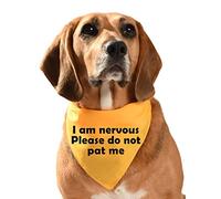 Yellow dog bandana - I am nervous please do not pat me - customised wording also available - regular