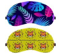 Yellow Doodle Tiger Pattern 2-Pack Light-Blocking Soft Breathable Sleep Mask Eye Masks Sleeping Mask