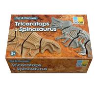 Yellow Door Dig and Discover - Triceratops & Spinosaurus | Early Educational Learning | STEM Toys | Fossil Kit for Kids Age 2 3 4 5 | Dinosaur Skeleton Puzzle | Outdoor Excavation Set