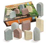 Yellow Door Little Lands: Houses | Set of 8 toy houses | Four pairs of homes | Small World Pretend Play | Early Educational Learning |Outdoor Learning | imaginative play kids age 2 3 4 5 | Messy Play